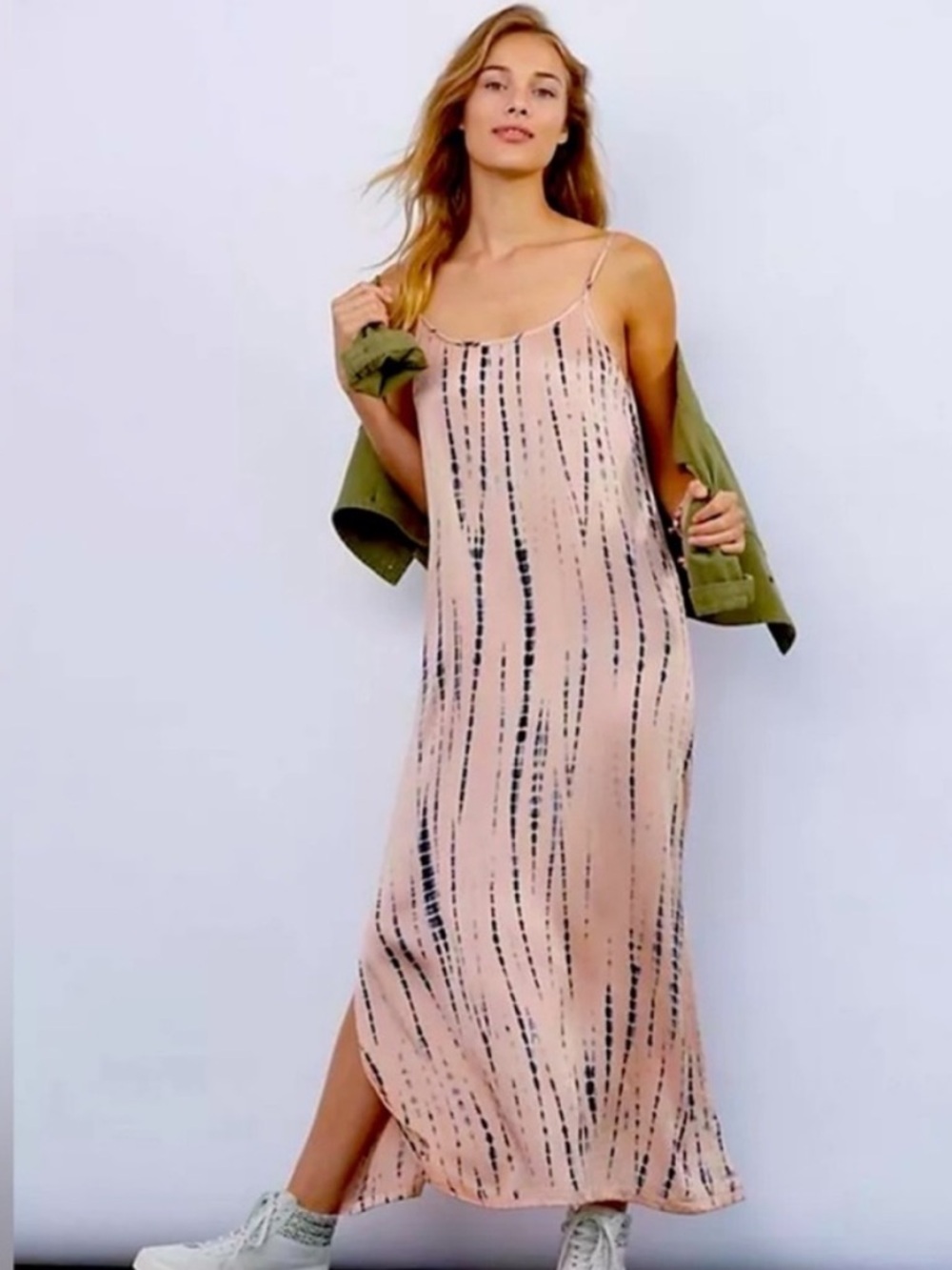 Anthropologie Norblack Norwhite Kyara Maxi Tank  Slip Dress Pink Navy Blue XS